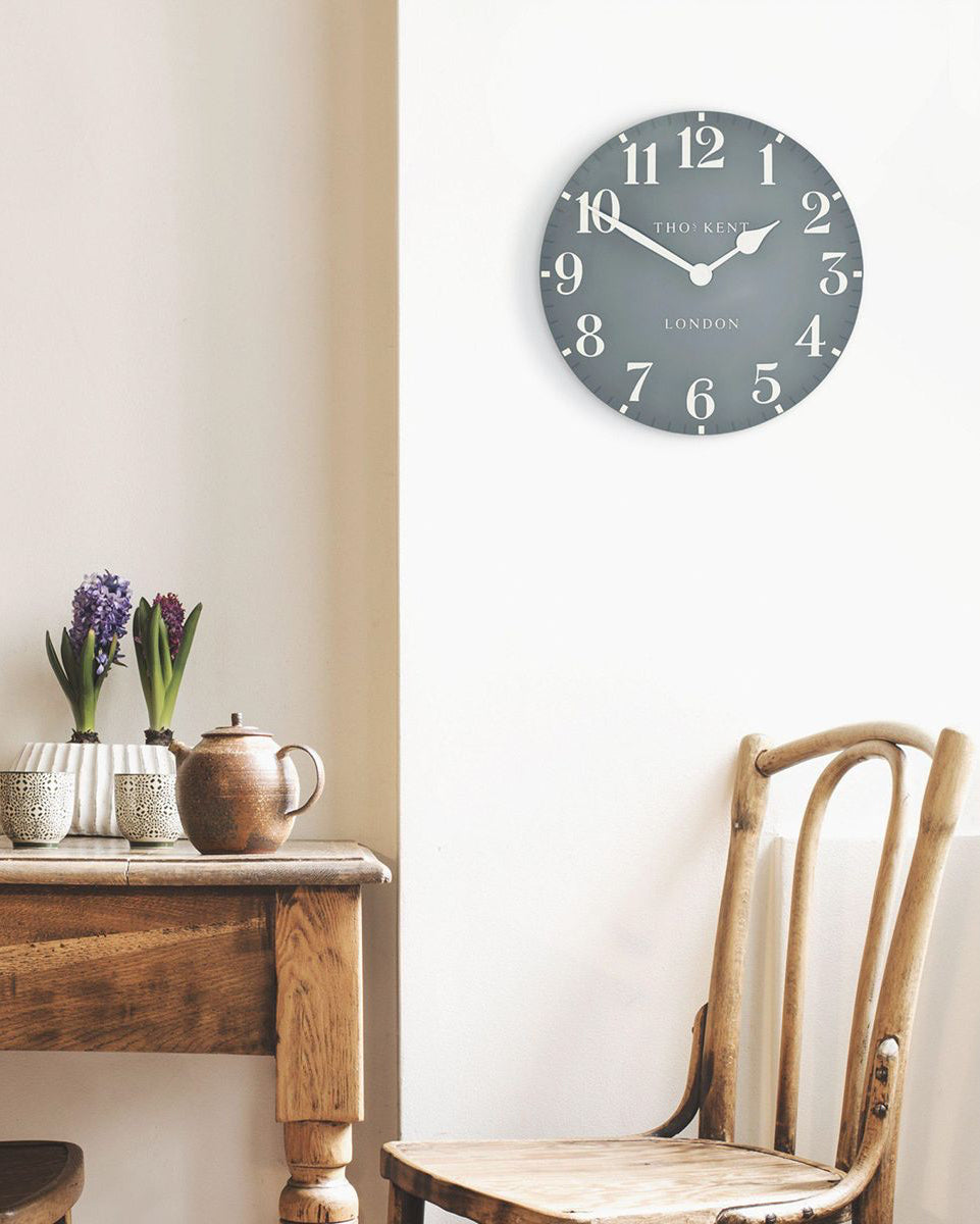 Arabic Clock Flax Blue