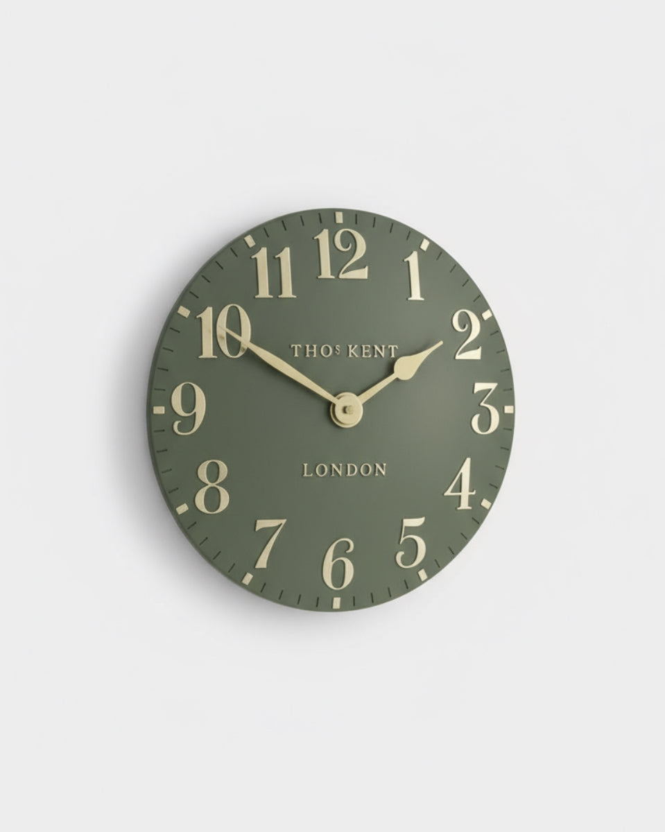Arabic Small Wall Clock In Lichen Green