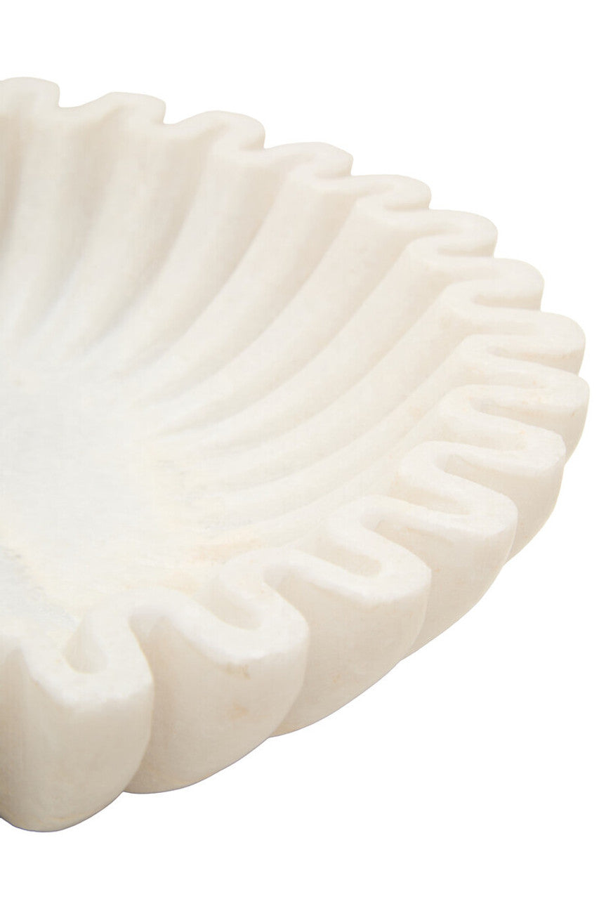 Savio Small White Fluted Marble Bowl