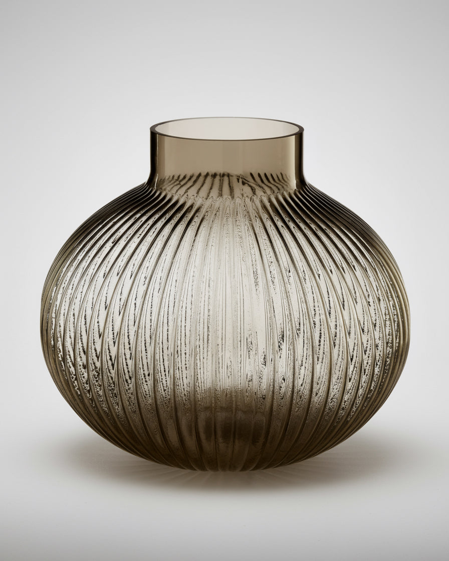 Small Smoked Grey Glass Vase
