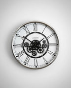 Giant Brushed Steel White Faced Clock