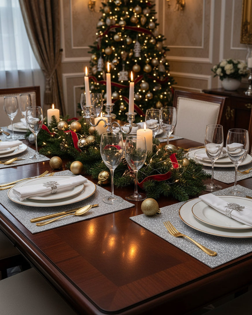 4 Silver Glitter Placemats