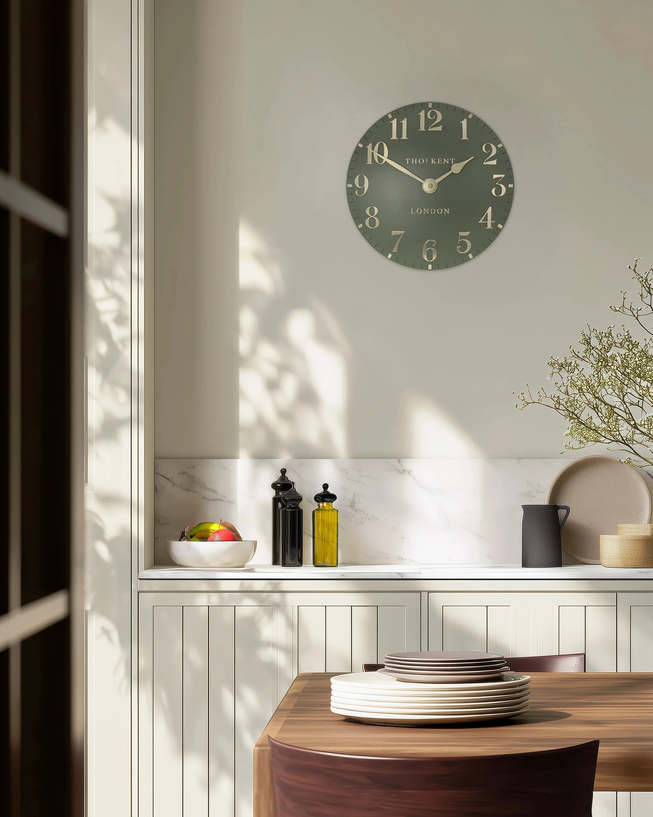 Arabic Small Wall Clock In Lichen Green