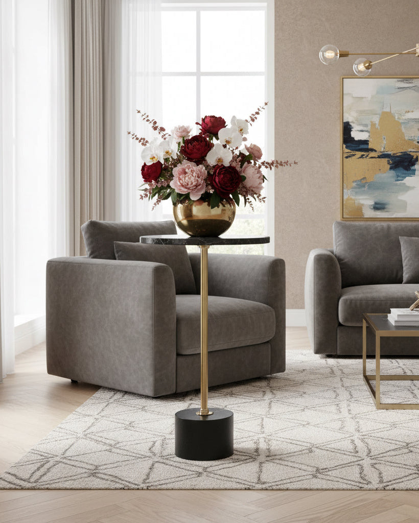 Marble and Brass Side Table