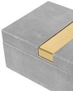 Set of 2 Faux Shagreen Boxes with Gold Trim