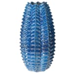 Oversized Blue Ridged Ceramic Vase