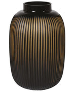 Hand Blown Amber Glass Ribbed Vase