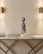 Tall Hand Blown White and Black Bottle with Ball Top