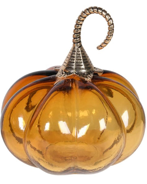 Small Amber Pumpkin with Gold Stem Ornament