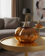 Small Amber Pumpkin with Gold Stem Ornament