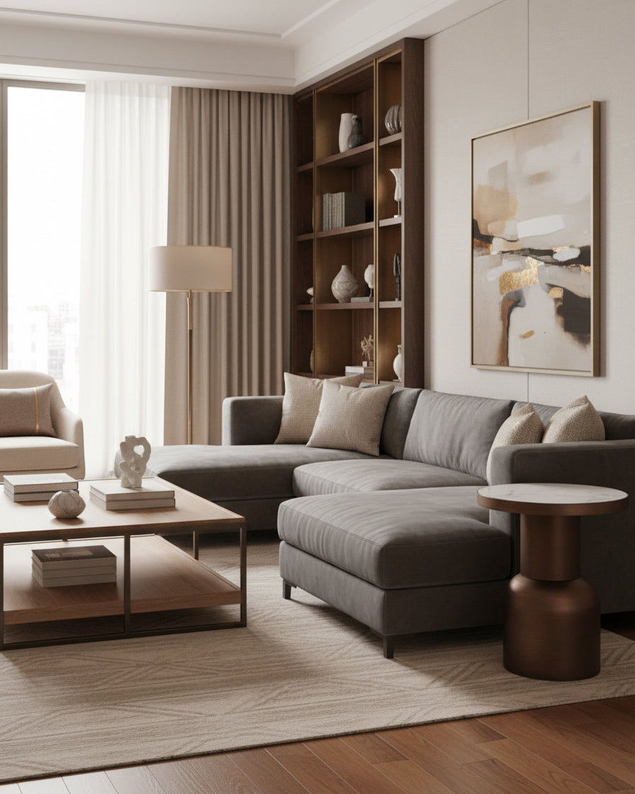 Metal Round Side Table With Mirror Top