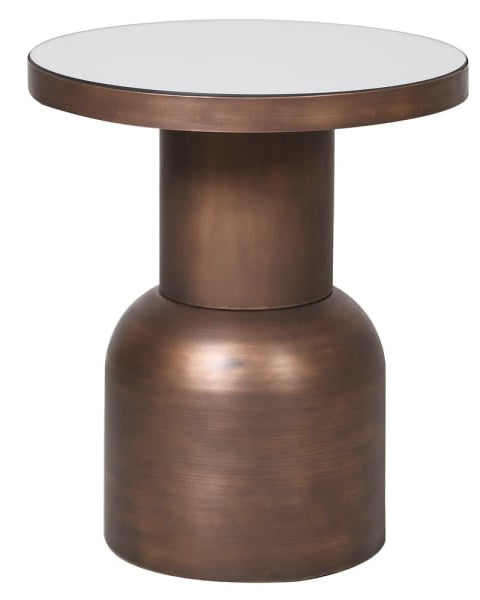 Metal Round Side Table With Mirror Top