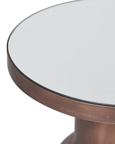 Metal Round Side Table With Mirror Top