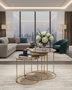 Nest of 3 Gold Faux Marble Tables