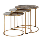 Nest of 3 Gold Faux Marble Tables