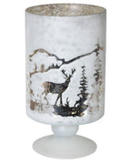 White Glass Reindeer Candle Holder
