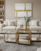 Glass Top Multi Level Modular Coffee Table