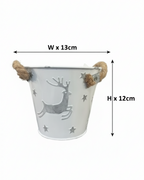 Deer & Star White Metal Bucket