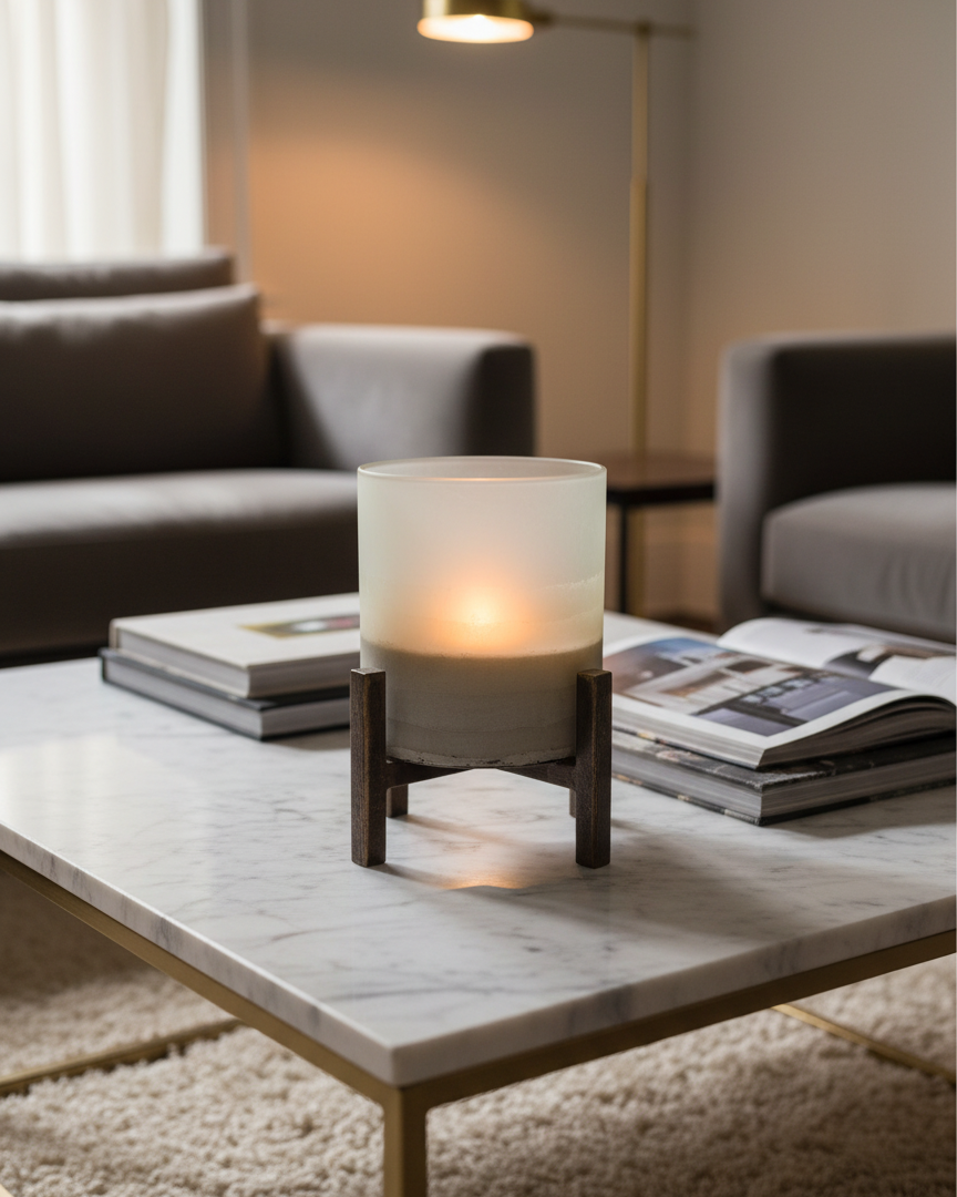 Medium Frosted Hurricane on Stand