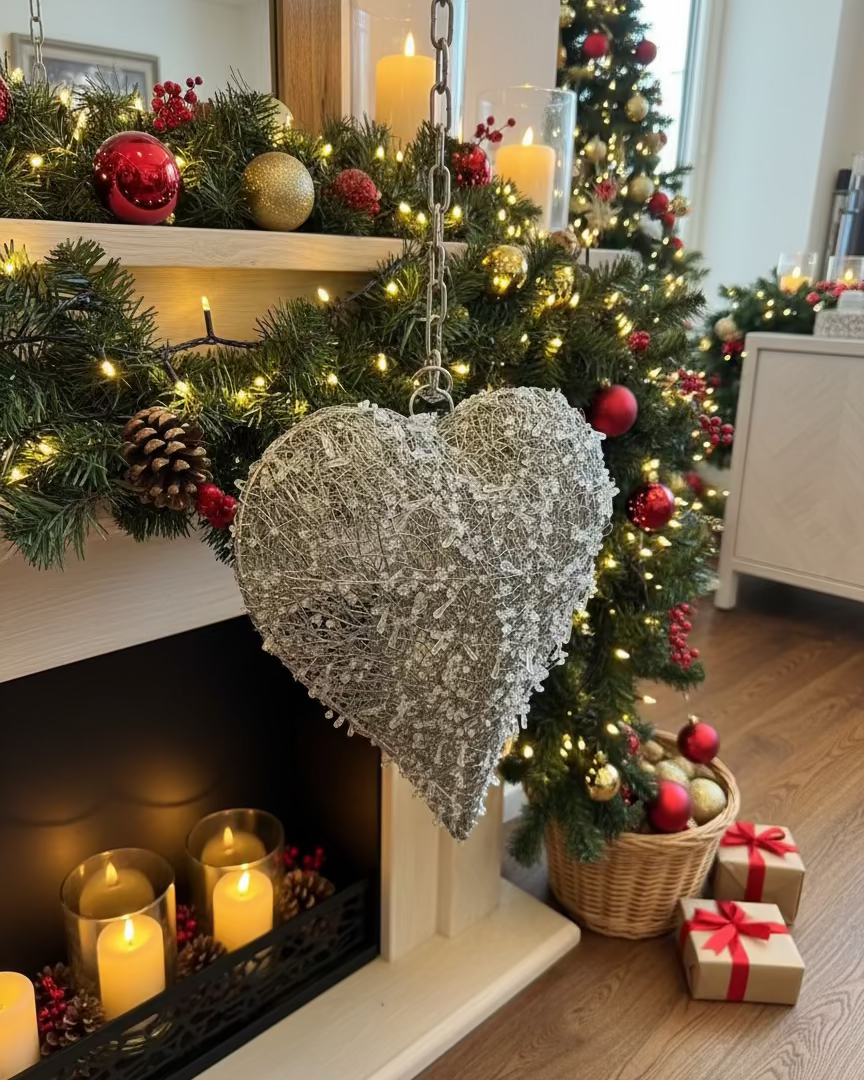 LED Beaded Hanging Heart