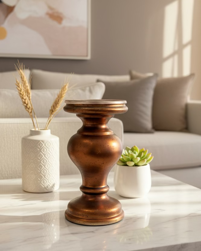 Rustic Bronze Distressed Candle Holder