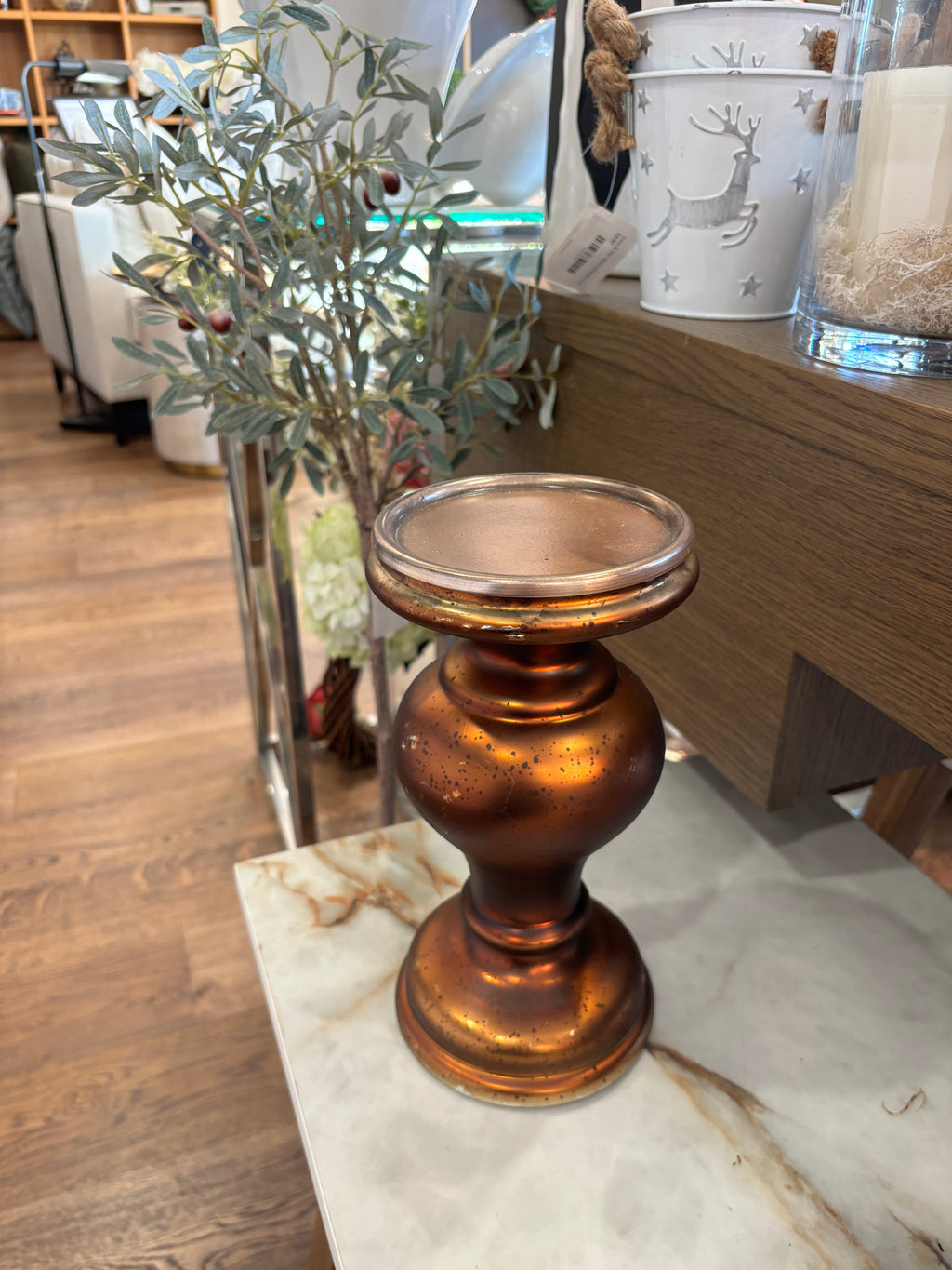 Rustic Bronze Distressed Candle Holder