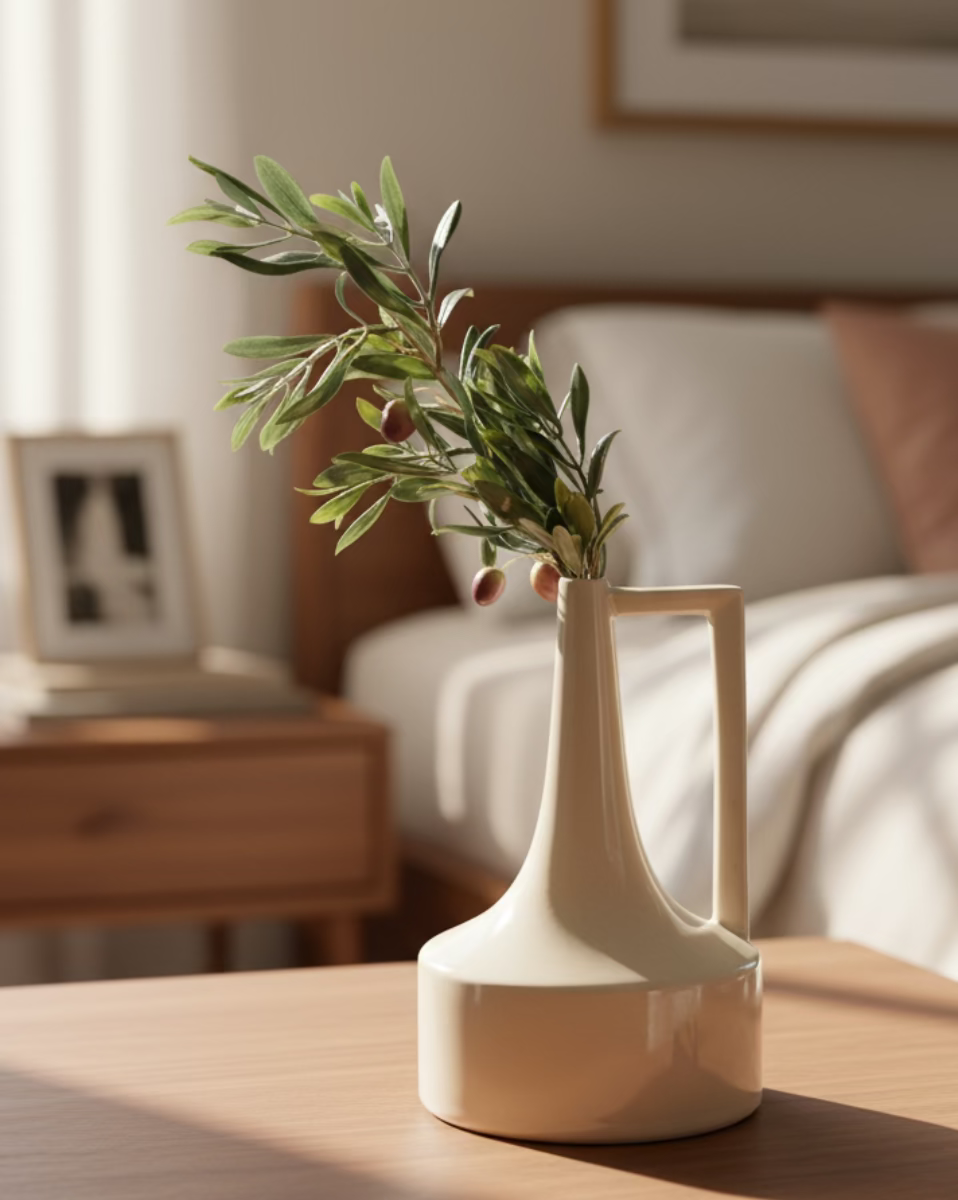 White Jug Vase Square Handle