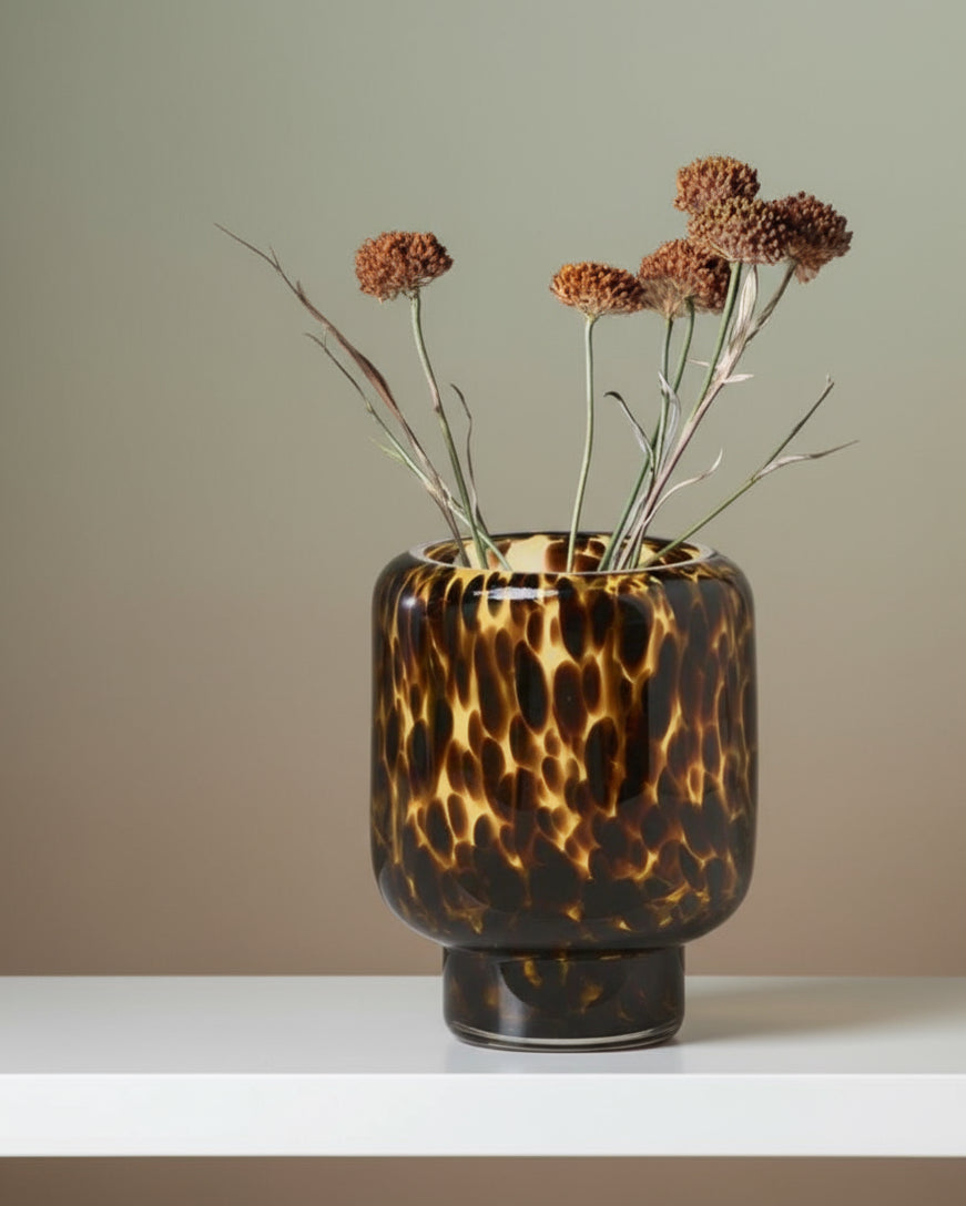 Tortoise Shell Effect Glass Vase