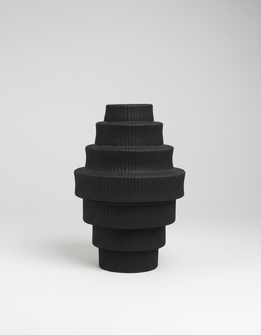 Fabia Black Large Step Design Vase