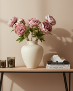 Pink Peony Spray with Leaves