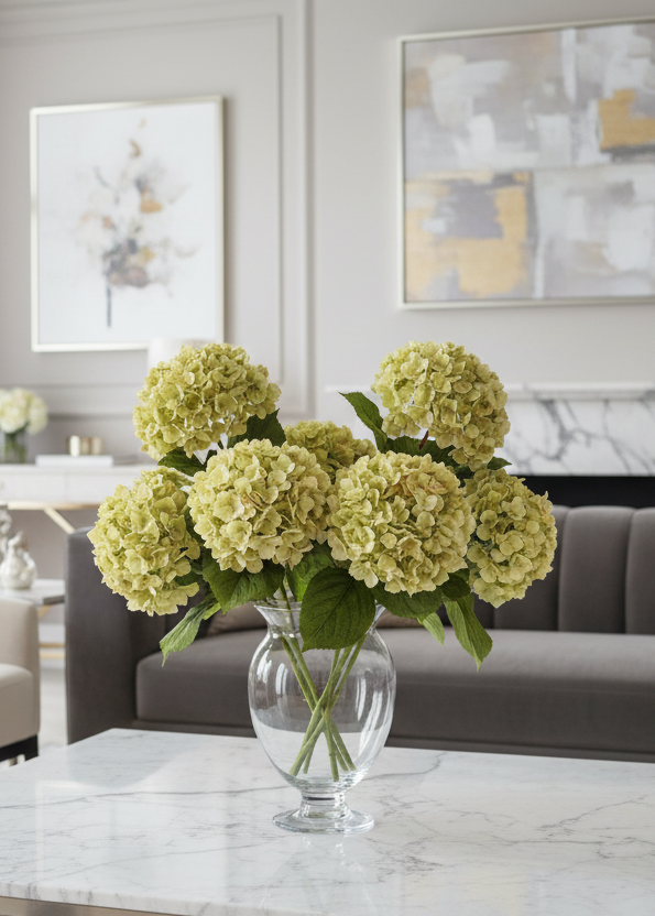 Pistachio Hydrangea with Leaves