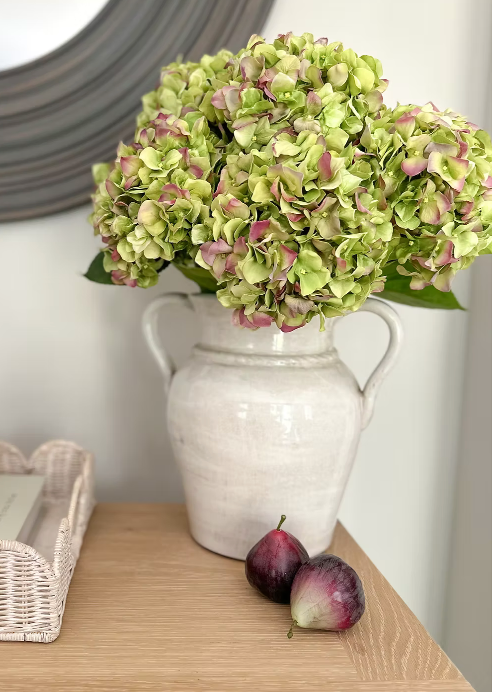 Real Feel Pistachio and Aubergine Hydrangea with Leaves