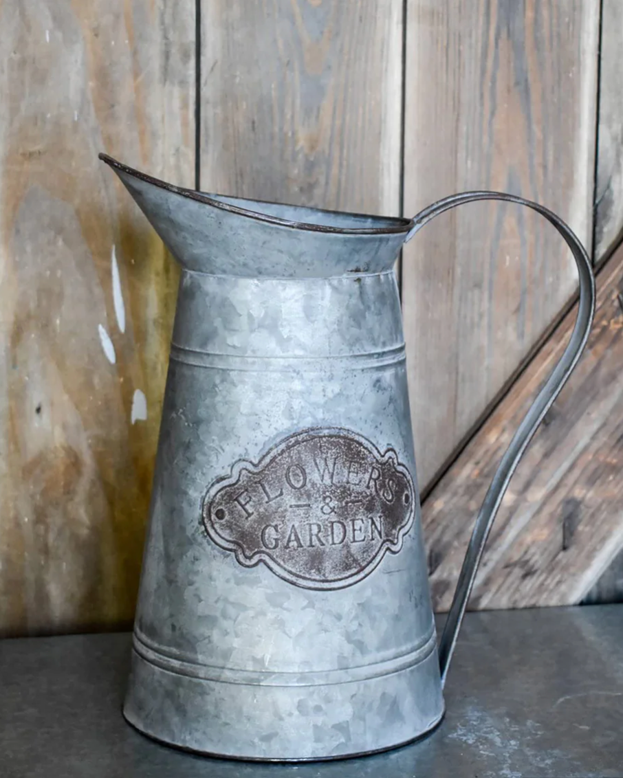 Rustic Style Flowers & Garden Galvanized Milk Jug Metal Vase Pitcher