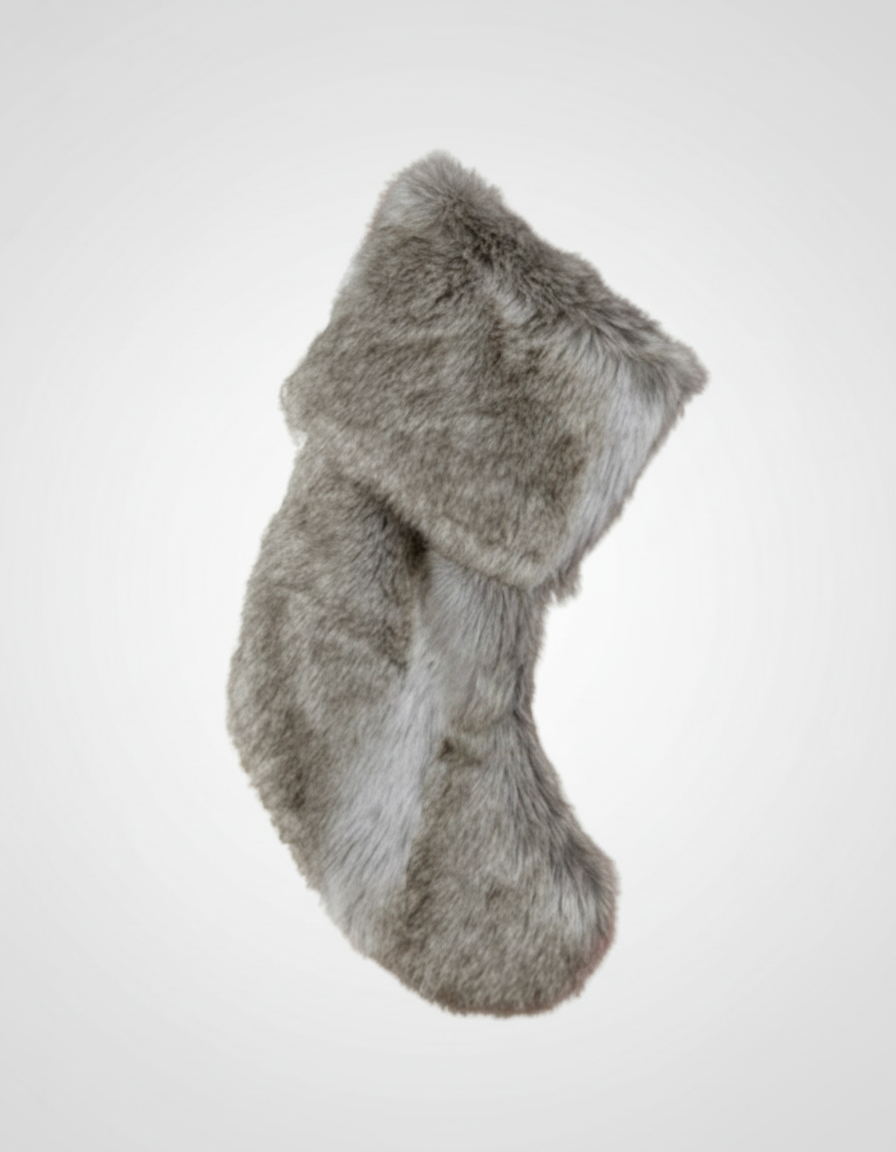 Brown Faux Fur Xmas Stocking