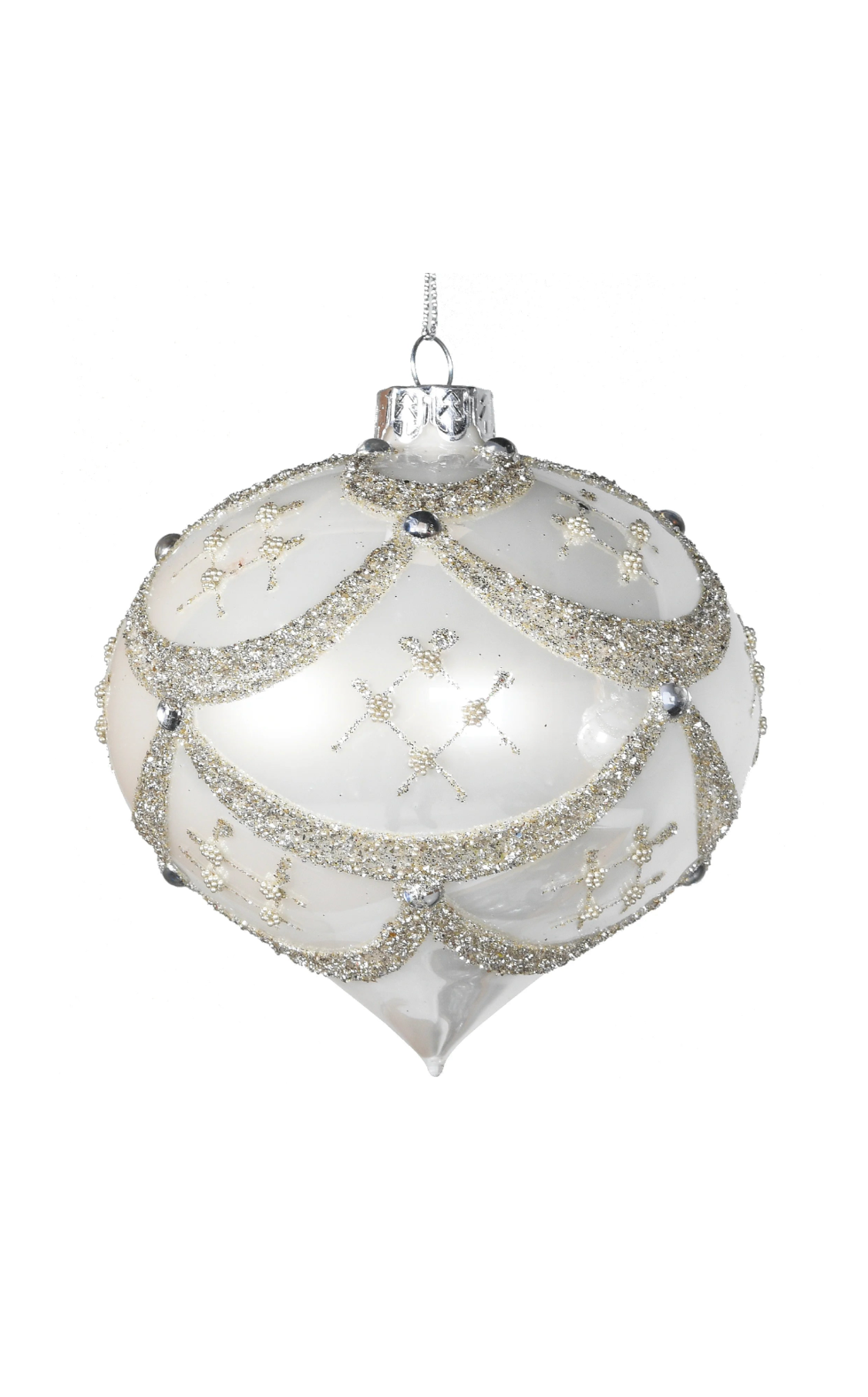 White Onion Bauble with Glitter