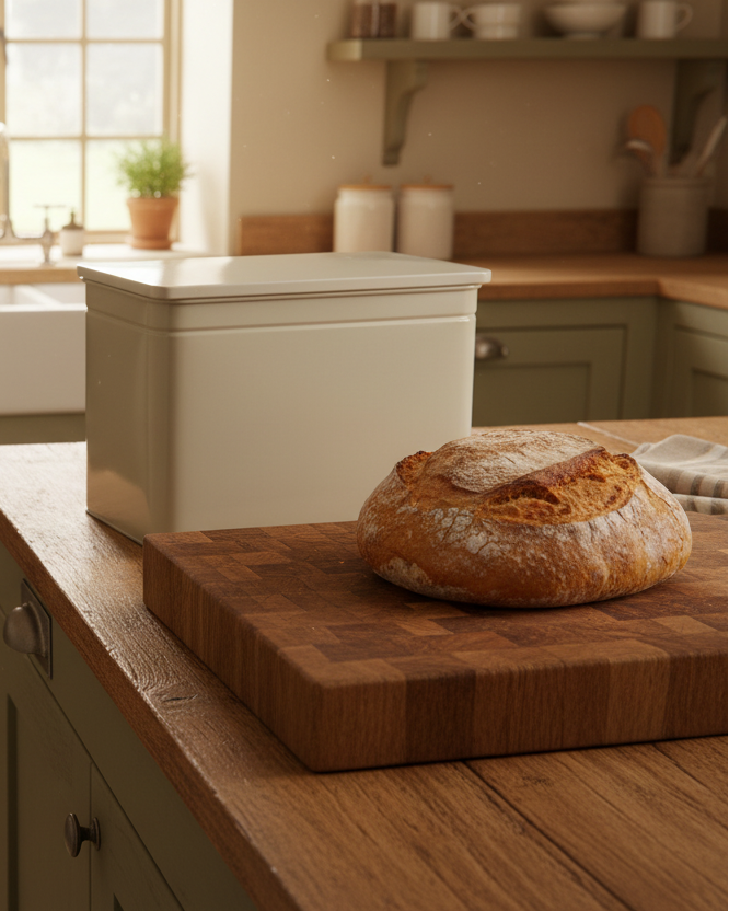 Brompton Marble Bread Bin - Steel,Clay