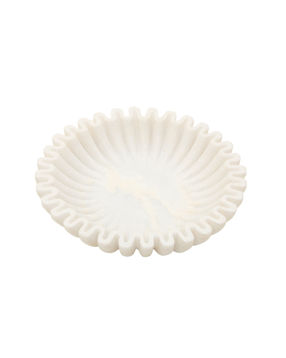 Savio Small White Fluted Marble Bowl