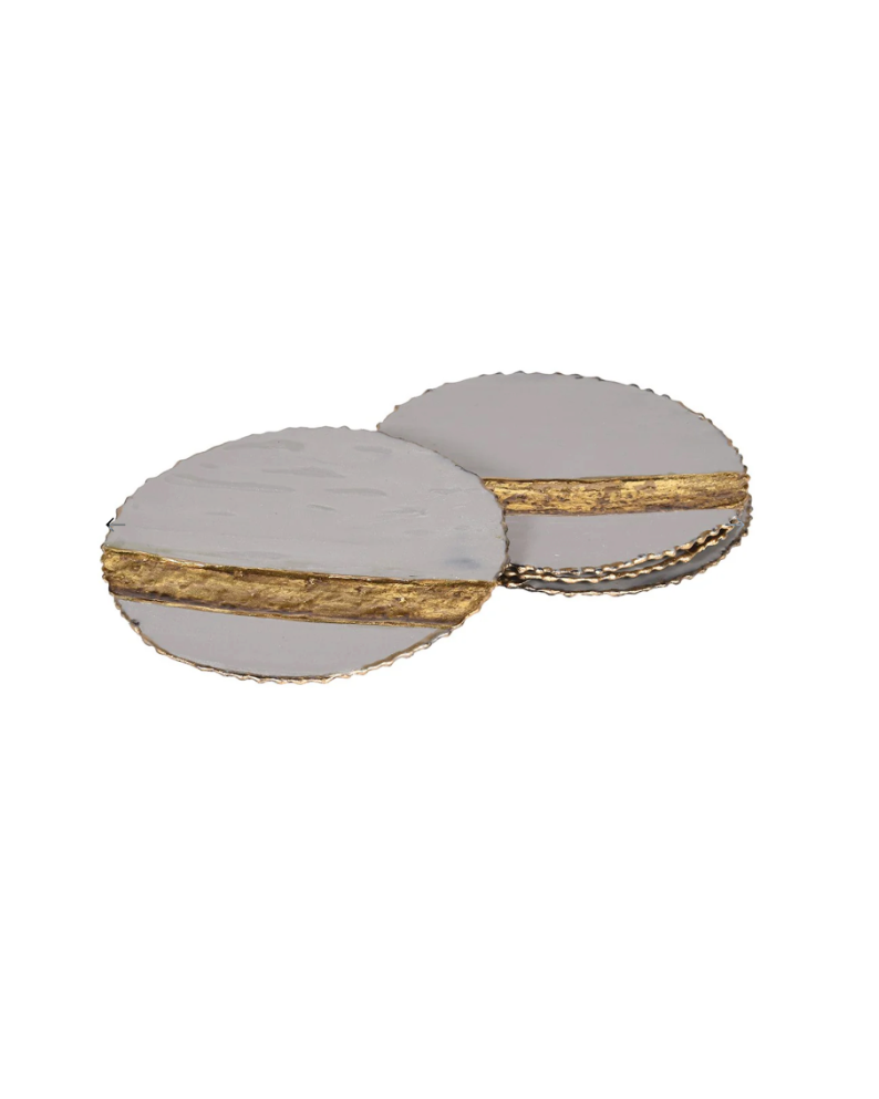 Set of 4 Grey Enamel Coasters