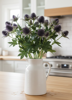 Eryngium Thistle Spray with Leaves