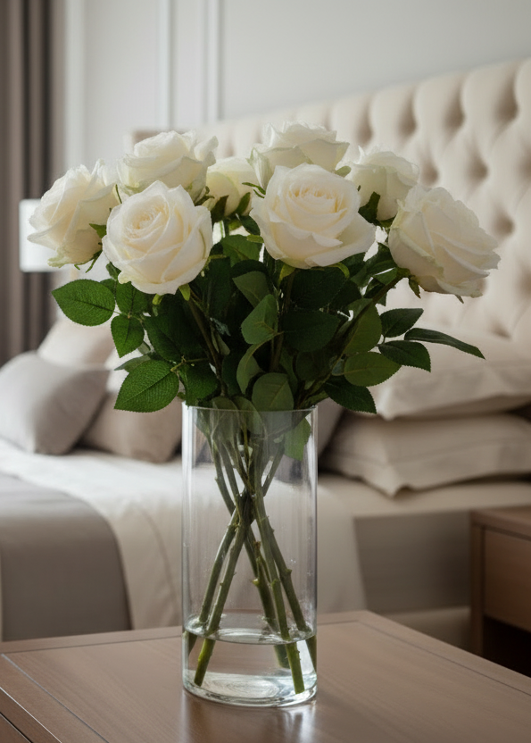 Pale Peach Vendela Rose Spray with Leaves