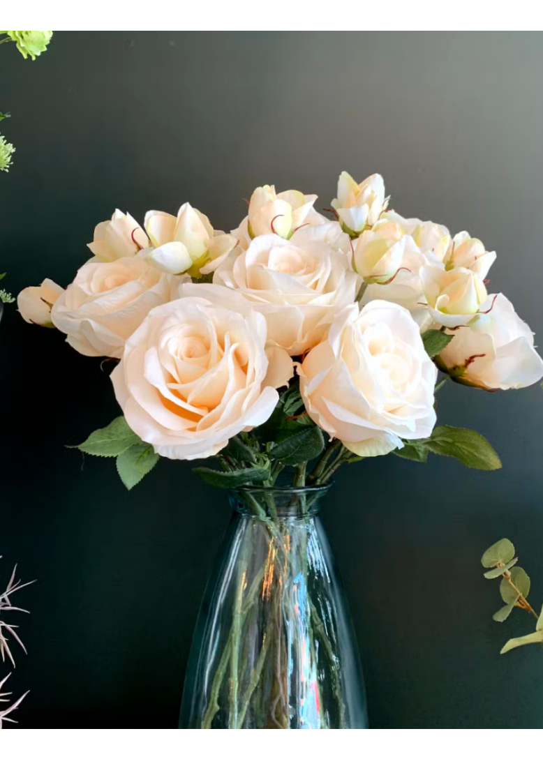 Pale Peach Vendela Rose Spray with Leaves