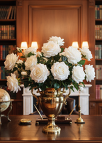 Soft Touch White Rose with Leaves