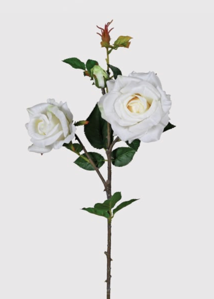 Soft Touch White Rose with Leaves