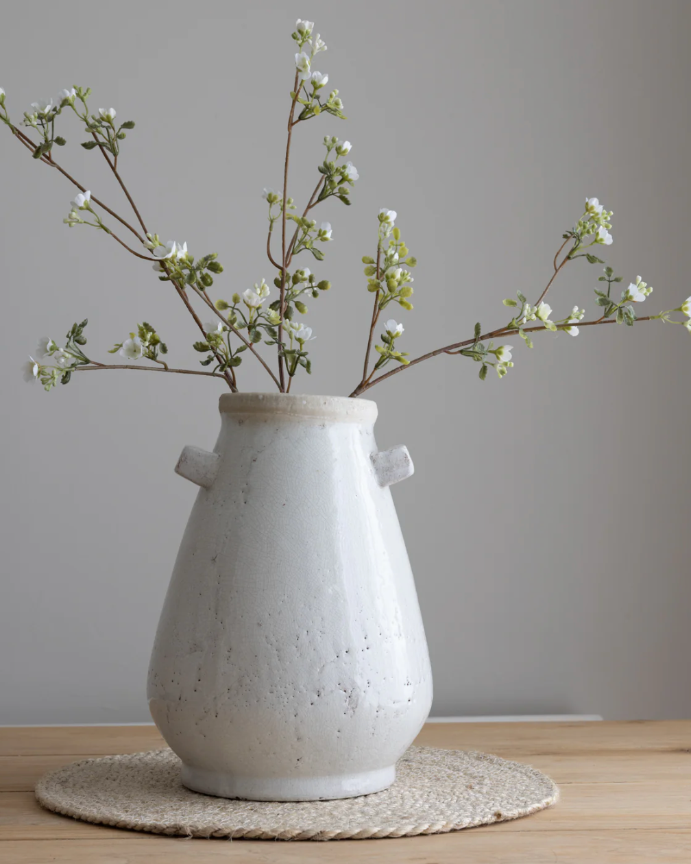 White Flower Stem With Leaves