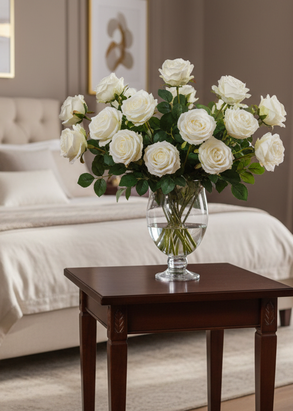 White Rose Vienna with Leaves