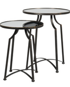 Set of 2 Mirror Top Round Side Tables