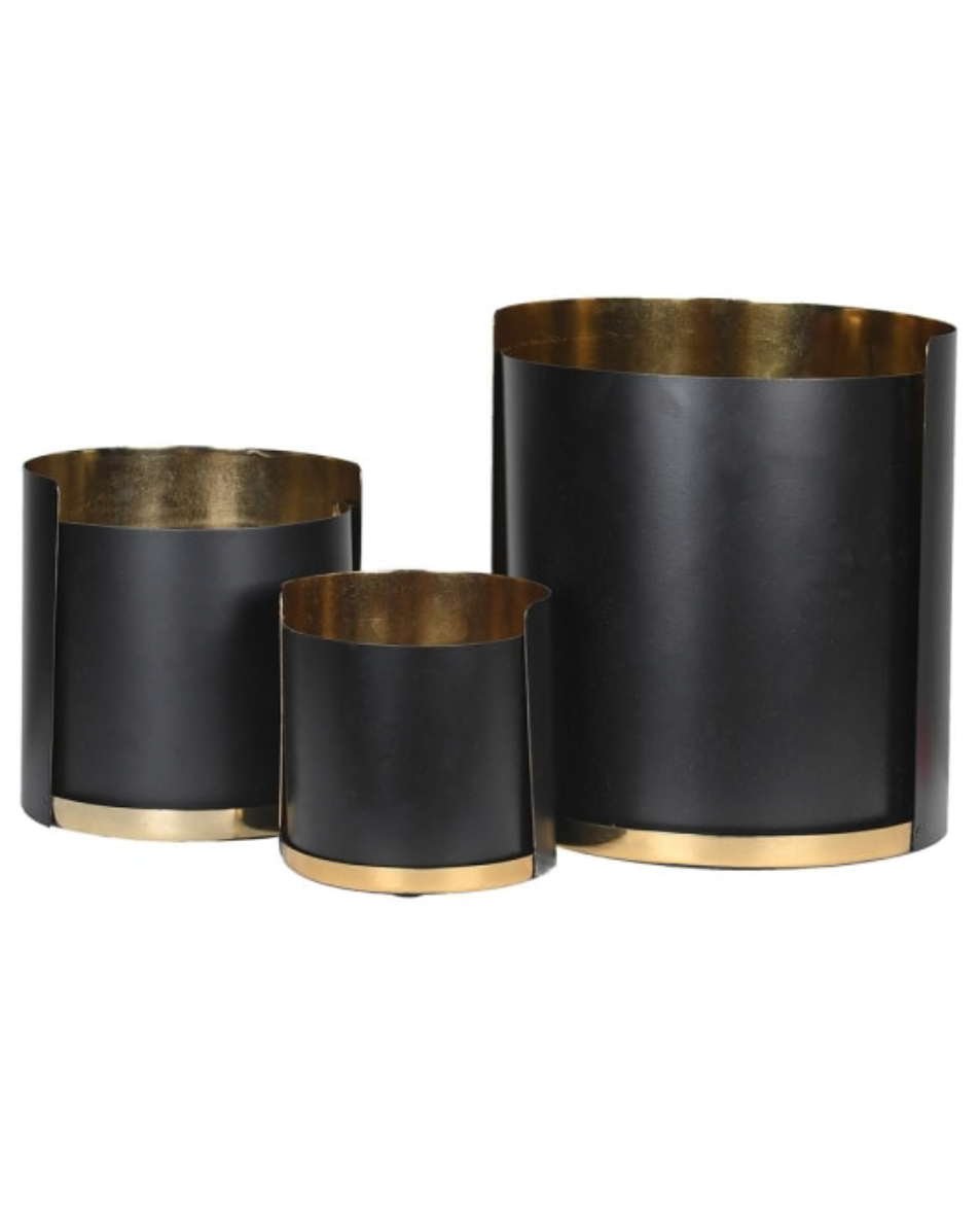 Set of 3 Black and Gold Opening Hurricanes