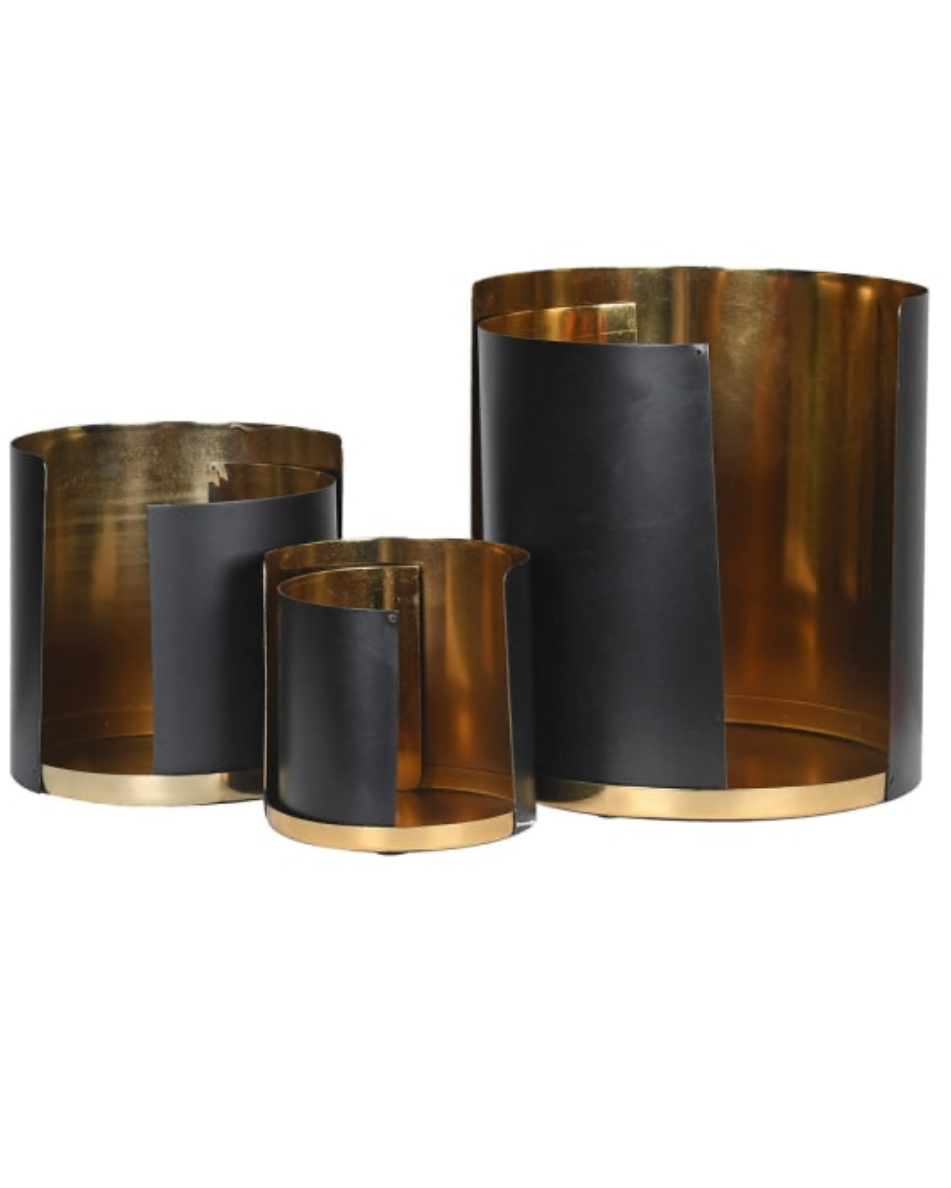 Set of 3 Black and Gold Opening Hurricanes