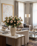 Soft Pink Vintage Rose Spray with Leaves