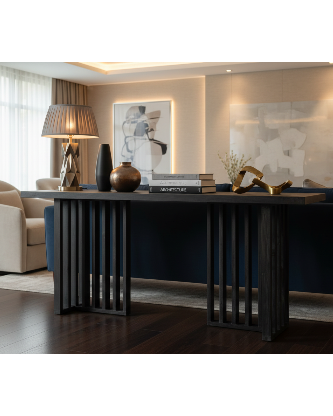 Fir Slatted Leg Console Table